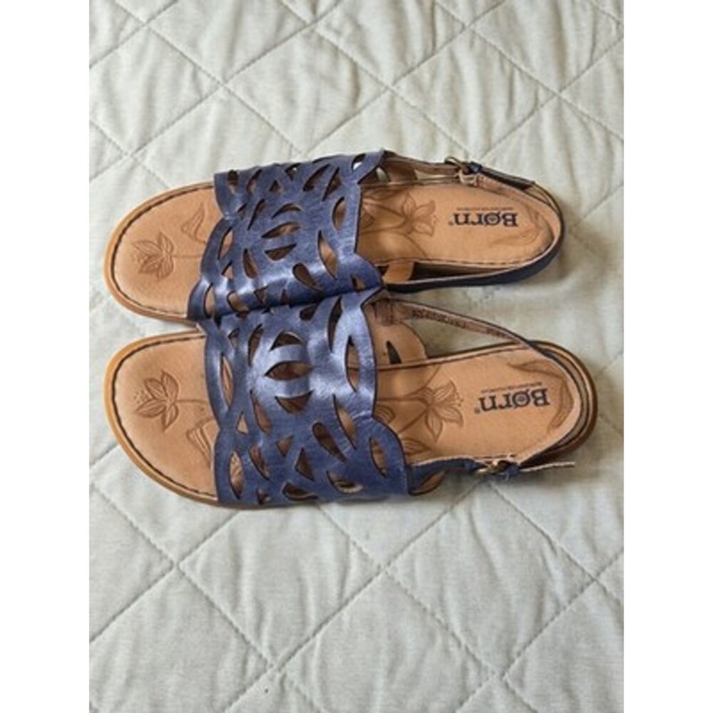 Born Lili Blue Cutout Sandals – Comfort Summer Walking Shoes Women’s 10